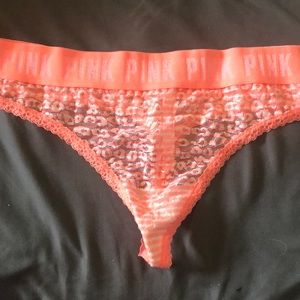 VS PINK lace logo thong